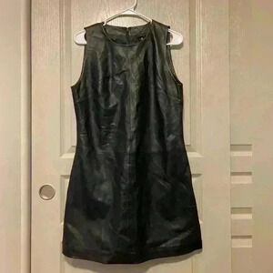 7 For All Mankind Leather Sleeveless Dress Navy Blue Sz L‎